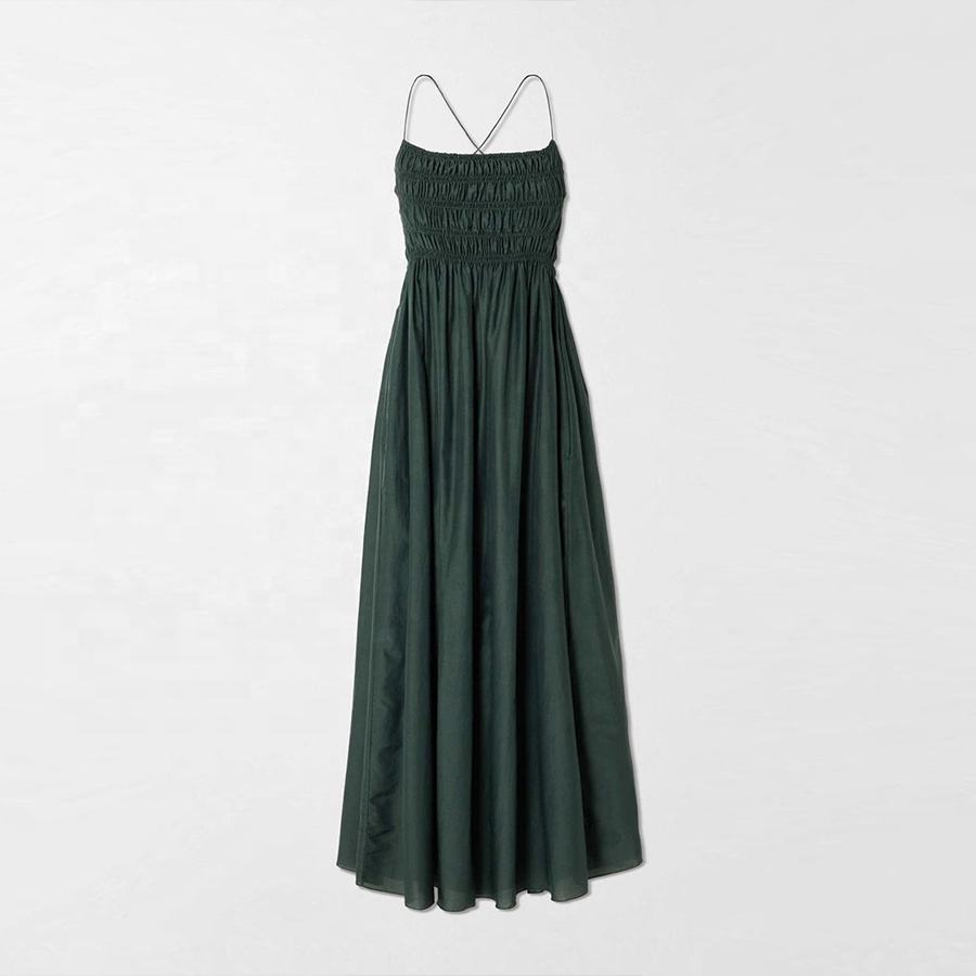 2025 Sexy Beach Linen Cotton Dresses Women Backless Smocking Elegant Maxi Dresses for Daily - Image 7