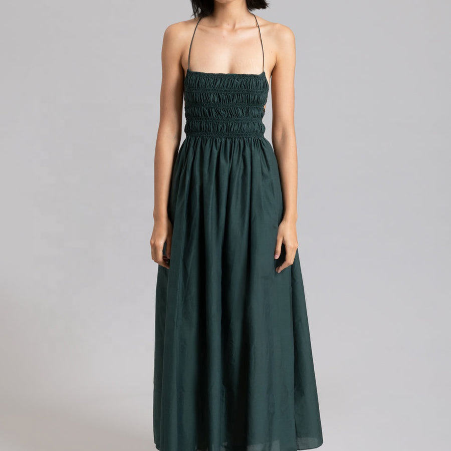 2025 Sexy Beach Linen Cotton Dresses Women Backless Smocking Elegant Maxi Dresses for Daily - Image 4