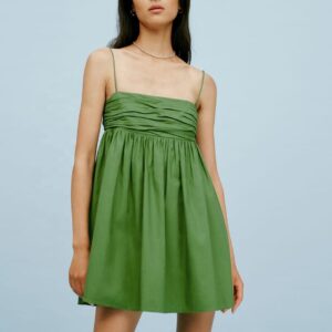 Factory Sales Summer Casual Pleated Mini Dress Beach Dress With Adjustable Straps